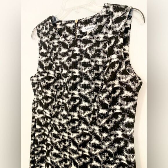 Calvin Klein Elegant Black and White Patterned Dress size 12 - Picture 5 of 13